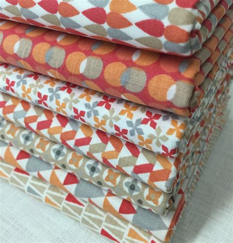 Lot De 7 Coupons Tissu Patchwork ORANGE 50 X 50 Cm Tissus Pour