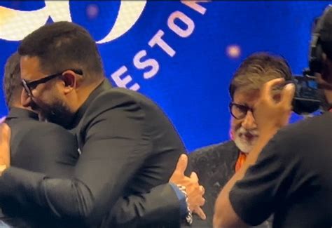 Salman Khan Hugs Amitabh Abhishek Bachchan At Producer Anand Pandit S