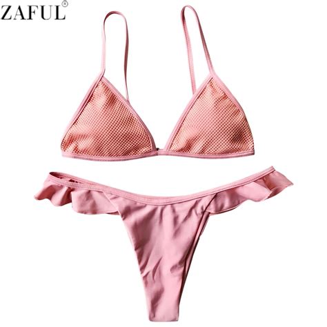 Zaful Sexy Pink Color Bikini 2017 Swimwear Women Swimsuit Push Up