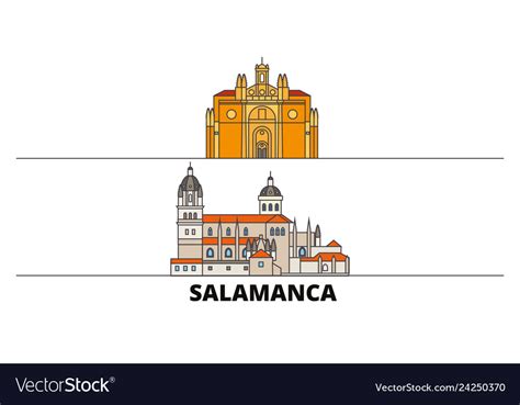 Spain Salamanca Flat Landmarks Royalty Free Vector Image