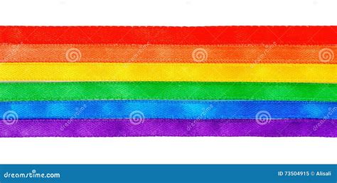 Símbolo Gay De La Cultura Del Concepto Con La Bandera De Las Cintas Del Arco Iris Muestra LGBT