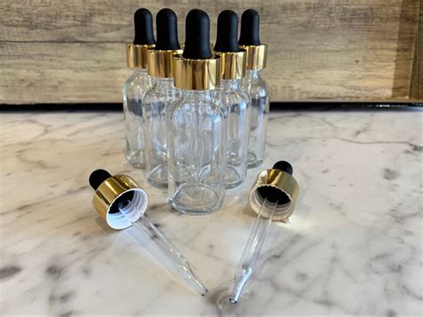 Oz Ml Clear Boston Round Glass Bottle With Gold Glass Etsy