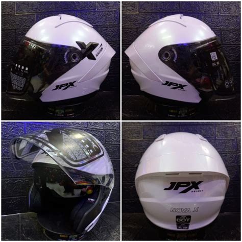 Jual HELM JPX NOVA X SOLID PEARL WHITE BLACK JPX NOVA PUTIH ORIGINAL