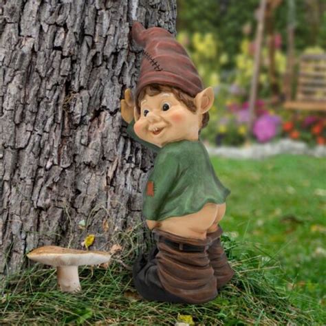 Gardenkraft Naughty Gnome Garden Statue Funny Cheeky Garden Patio