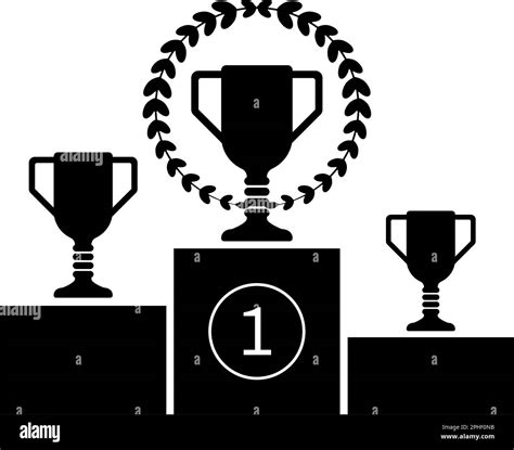 Trophy And Laurel Wreath On Winners Podium Icon Symbol Flat Vector