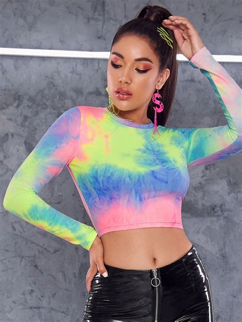 Tie Dye Crop Top Romwe Tie Dye Outfits Tie Dye Crop Top Crop Tops