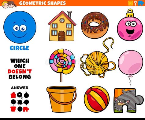 Objetos De Forma Circular Juego Educativo Para Niños Ilustración Del