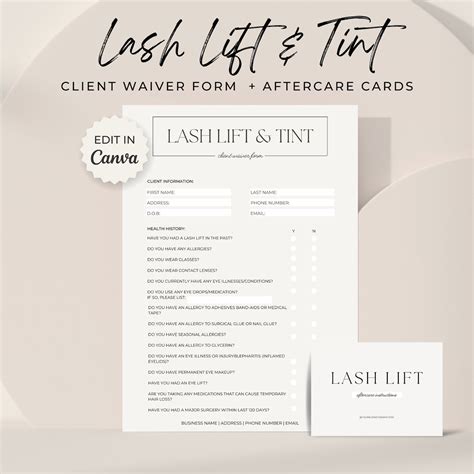 Lash Lift Consent Editable Template Lash Lift And Tint Etsy Canada