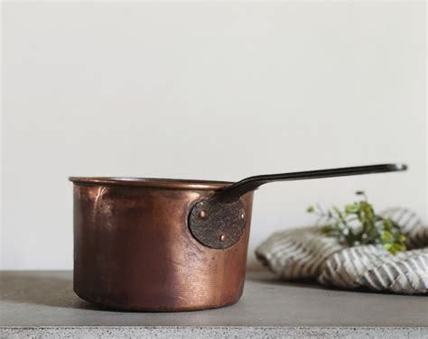 Vintage Scandinavian Copper Saucepan European Farmhouse 15l