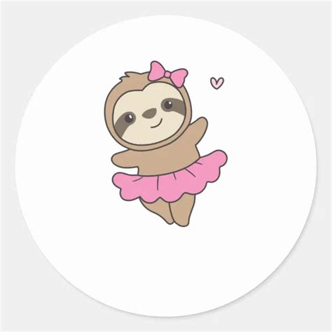 Sloth Is Dancing Ballet Cute Sloths Are Dancing Classic Round Sticker