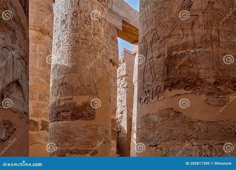 Shot Of The Detail Of The Columns With Closed Papyriform Capitals In