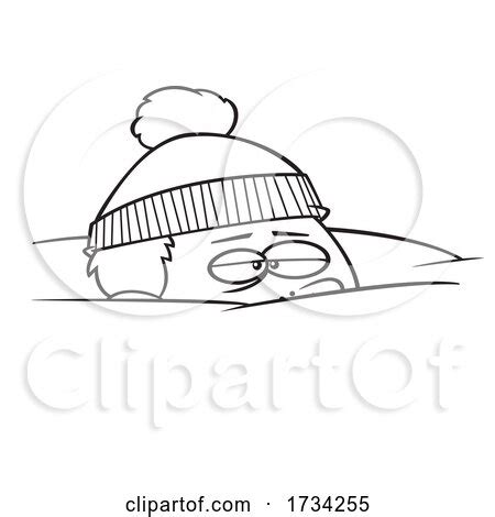 Clipart Lineart Cartoon Boy Snowed Under by toonaday #1734255