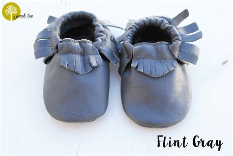 Leather Baby Moccasins Flint Gray on Storenvy