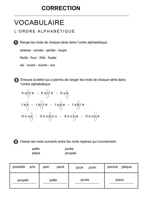 Exercices Sur Lordre Alphab Tique Et Le Dictionnaire