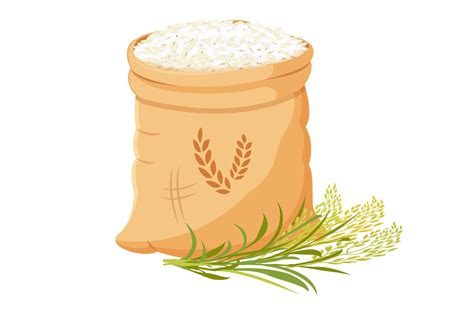 Bag Of Rice With Bunch Of Ears Vector Illustration Of Grain Harvest