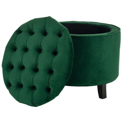 Karen Tufted Dark Green Velvet Storage Ottoman Storage Ottoman