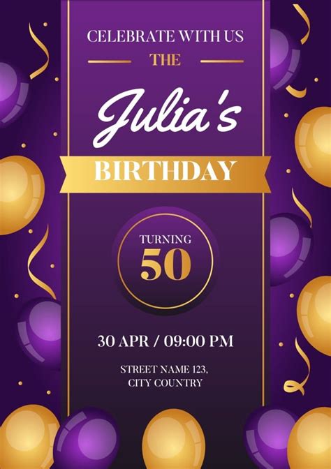 Free Printable Custom 50th Birthday Invitation Templates 45 Off