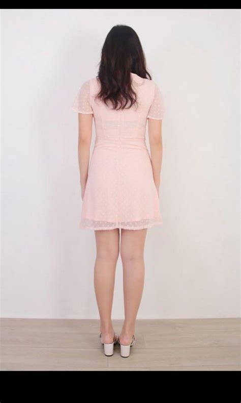 Mgp Label Megan Dotted Dress Nude Pink Women S Fashion Dresses Sets Dresses On Carousell