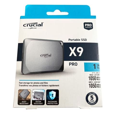 Crucial X9 Pro 1TB USB 3 2 Gen2 Type C Portable SSD 1050MB S