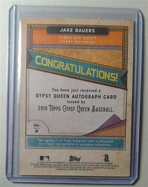 Topps Gypsy Queen Autographs Gqa Jb Jake Bauers Au Rc Ebay