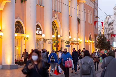 Street View From Istiklal Street In Istanbul Turkey Editorial Stock