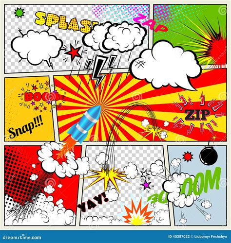 Set Of Retro Comic Book Vector Design Elements Speech And Thought Bubbles Stock Vector