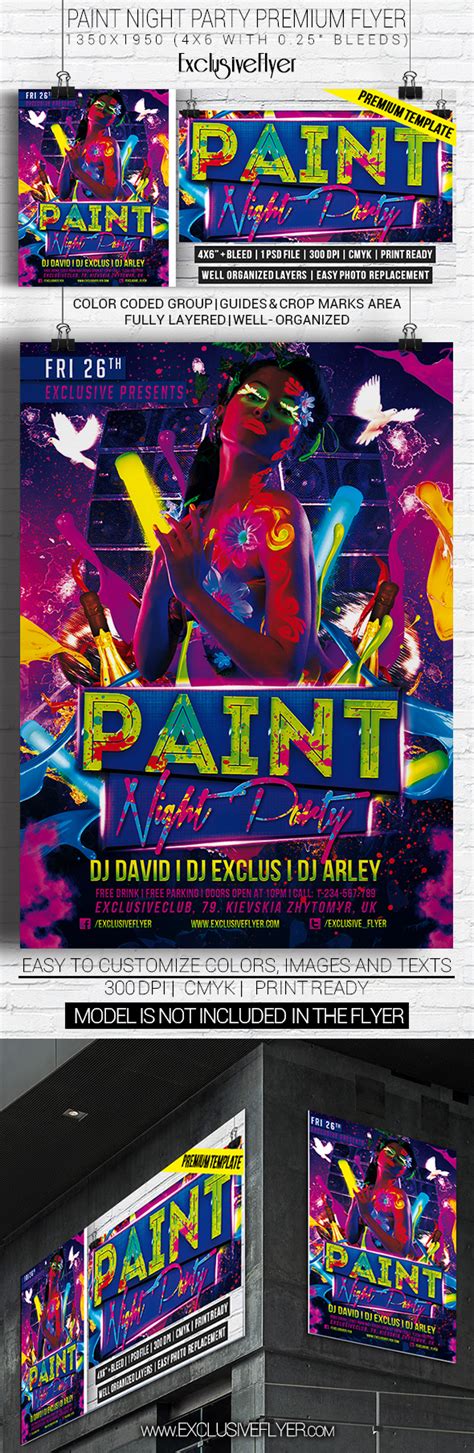 Paint Night Party Premium Flyer Template On Behance