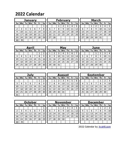 Preschool Printable Calendar 2022