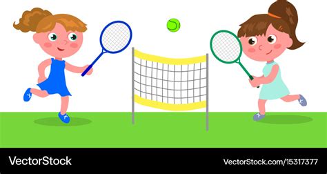 Young Cartoon Woman Playing Tennis Royalty Free Vector Image