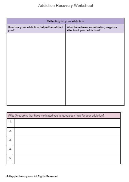 Addiction Recovery Worksheet Happiertherapy Worksheets Library