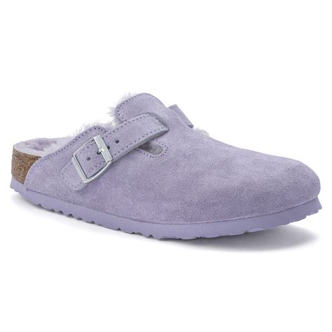 Boston Shearling Suede Leather Shearling Purple Fog Birkenstock