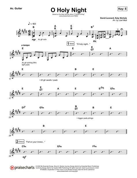 O Holy Night Acoustic Guitar Sheet Music Pdf Katy Nichole Praisecharts