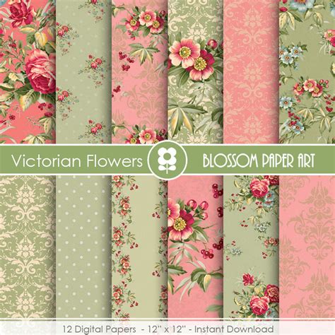 Floral Digital Paper Roses Digital Paper Pack Wedding Etsy