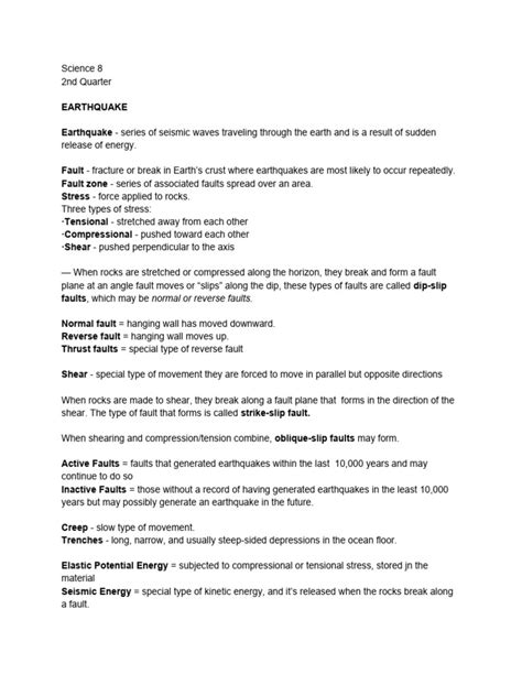 Science 8 | PDF | Fault (Geology) | Earthquakes 