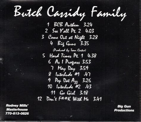 Butch Cassidy Bunch By Butch Cassidy Bunch Cd 200x Big Gun Productions In Charlotte Rap