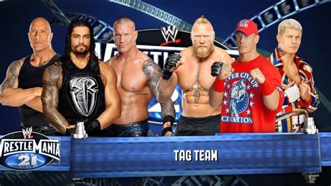 Roman Reigns The Rock Randy Orton Vs John Cena Brock Lesnar Cody