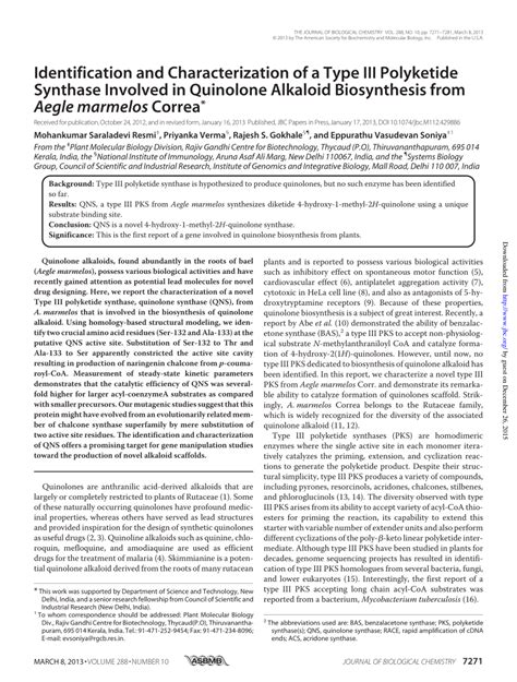 Pdf Identification And Characterization Of A Type Iii Polyketide