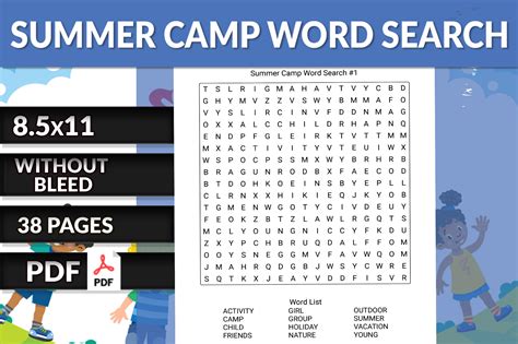 Summer Camp Word Search Kdp Interior Graphic By Printile Press House