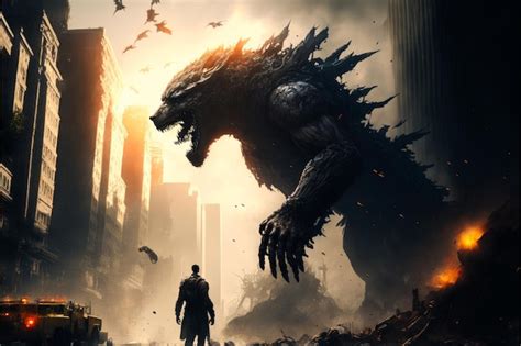 Póster de la película godzilla rey de los monstruos ia generativa