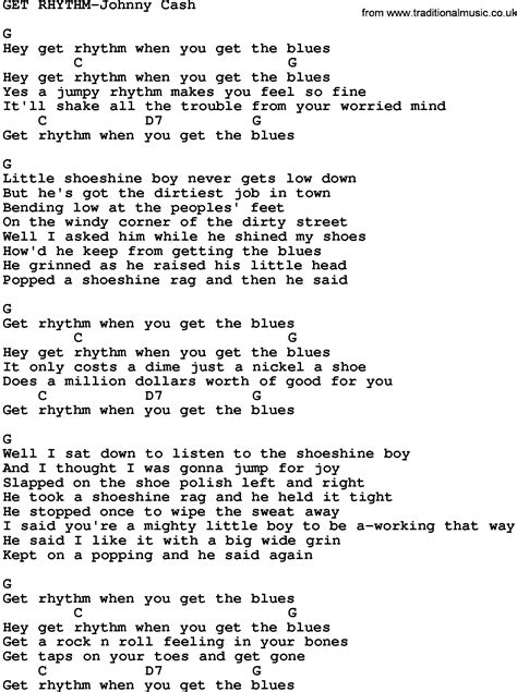 Country Music Get Rhythm Johnny Cash Lyrics And Chords