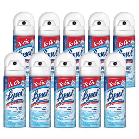 Lysol Crisp Linen Disinfectant Spray To Go 1 5 Oz 10 Pack Walmart