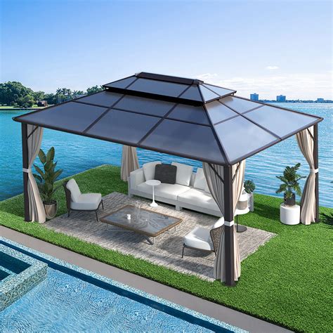 Buy MELLCOM 12 X 16ft Hardtop Gazebo Polycarbonate Double Roof