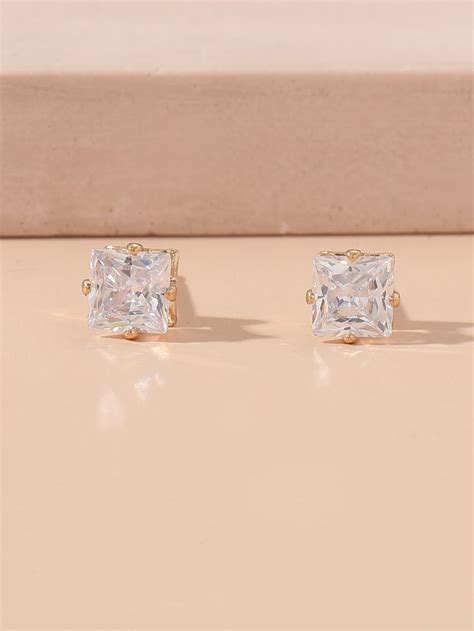 Brincos Em Formato Quadrado Decora O De Zirc O Diamond Earrings