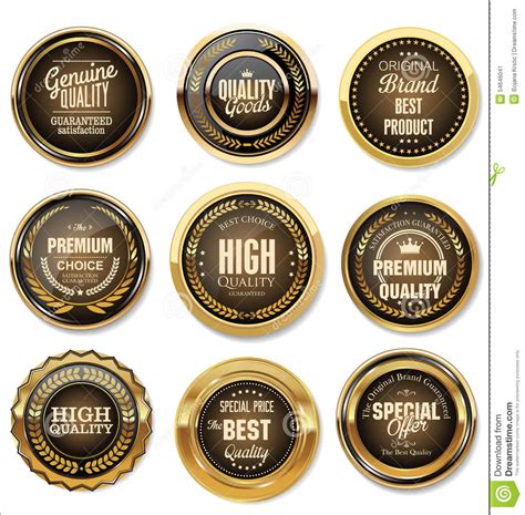 Golden Premium Quality Labels Stock Illustration Illustration Of