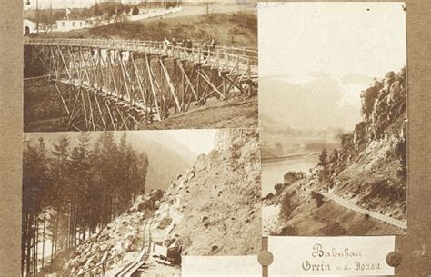 Fotokarte Grein an der Donau Bahnbau um 1905 Wiener Werkstätte Postkarten