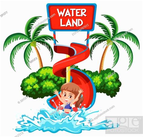 Isolated Girl In Water Park Illustration Stock Vector Vector And Low