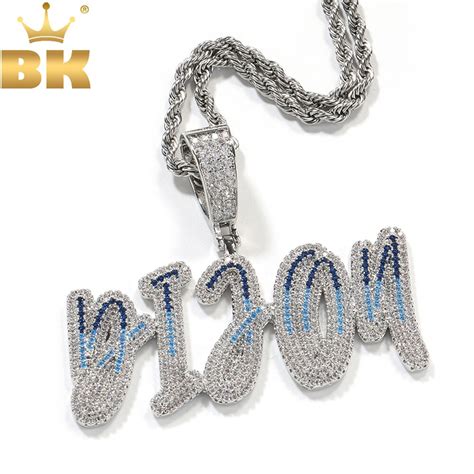 The Bling King Custom Gradient Cz Name Double Layer Cursive Letter