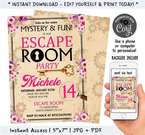 Escape Room Birthday Invitation Girls Escape Room Mystery Etsy Artofit