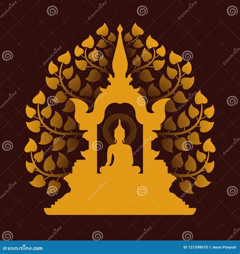 Buddha Meditate And Bodhi Tree Sign Symbol Isolate On White Background ...