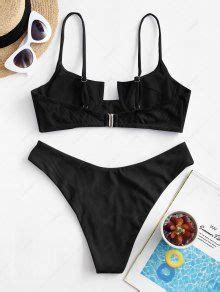 ZAFUL Underwire Ribbed Bikini Swimsuit In BLACK ZAFUL 2024